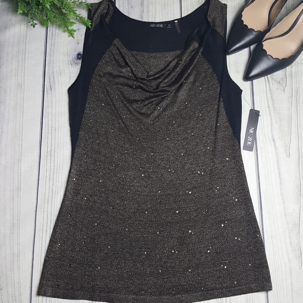 NWT NIC+ZOE Bronze Sleeveless Sweater Silk size M